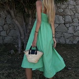Collective The Label Gracie Green Smocked Midi Dress