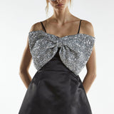Collective The Label Black Silver Sequin Bow Mini-Dress