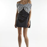 Collective The Label Black Silver Sequin Bow Mini-Dress