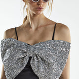 Collective The Label Black Silver Sequin Bow Mini-Dress
