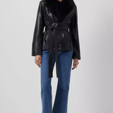 French Connection Etta Vegan Leather Faux Fur Short Jacket