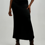 Topshop Super High Waisted Satin Maxi Skirt In Black