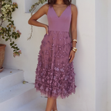 Dress The Population Darleen Purple Orchid Plunge Midi Dress