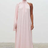 Pretty Lavish Cora One Shoulder Blush Pink Fringed Maxi Dress