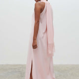 Pretty Lavish Cora One Shoulder Blush Pink Fringed Maxi Dress