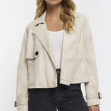 River Island Cream Cropped Trench Jacket