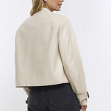 River Island Cream Cropped Trench Jacket