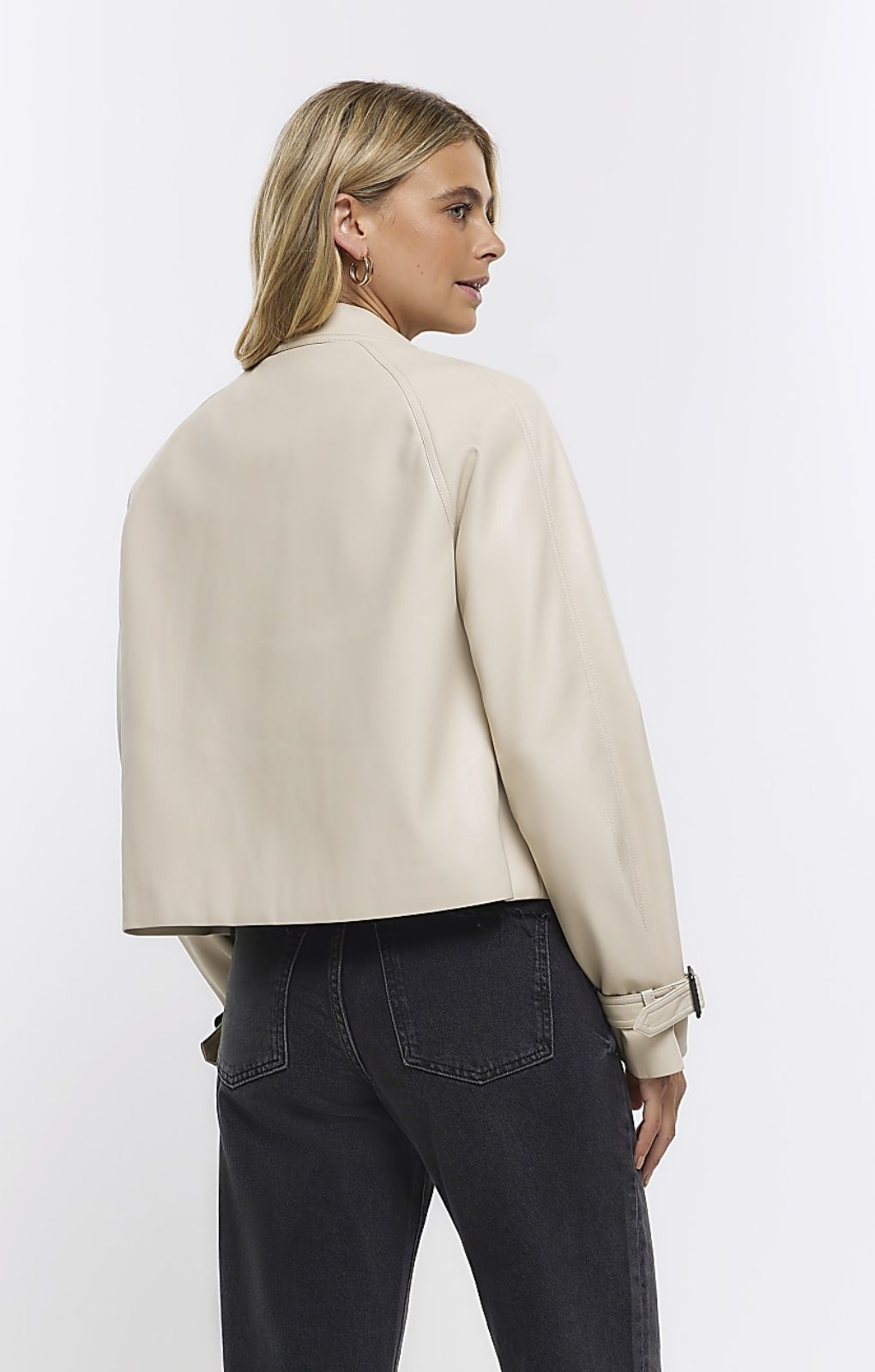River Island Cream Cropped Trench Jacket
