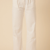 Nobody's Child Cream High Rise Pleated Straight Leg Jeans