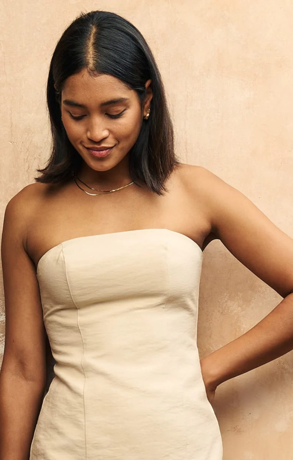 Nobody's Child Cream Long Line Tailored Bandeau Top