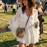 Nobody's Child Cream Ruffled Jojo Mini Dress