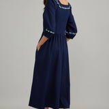 Nobody's Child Denim Garland Embroidered Midi Dress Embroidered