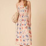 Nobody's Child Cream Shell Print Sylvia Midi Dress