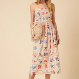 Nobody's Child Cream Shell Print Sylvia Midi Dress