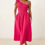Nobody's Child One Shoulder Shirred Dress