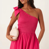 Nobody's Child One Shoulder Shirred Dress