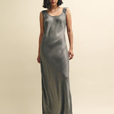 Nobody's Child Silver Monika Satin Maxi Slip Dress