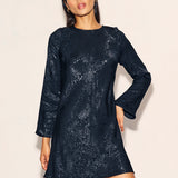 Nobody's Child Black Satin Jacquard Sydney Mini Dress