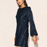 Nobody's Child Black Satin Jacquard Sydney Mini Dress