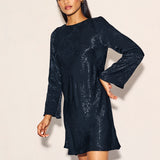 Nobody's Child Black Satin Jacquard Sydney Mini Dress