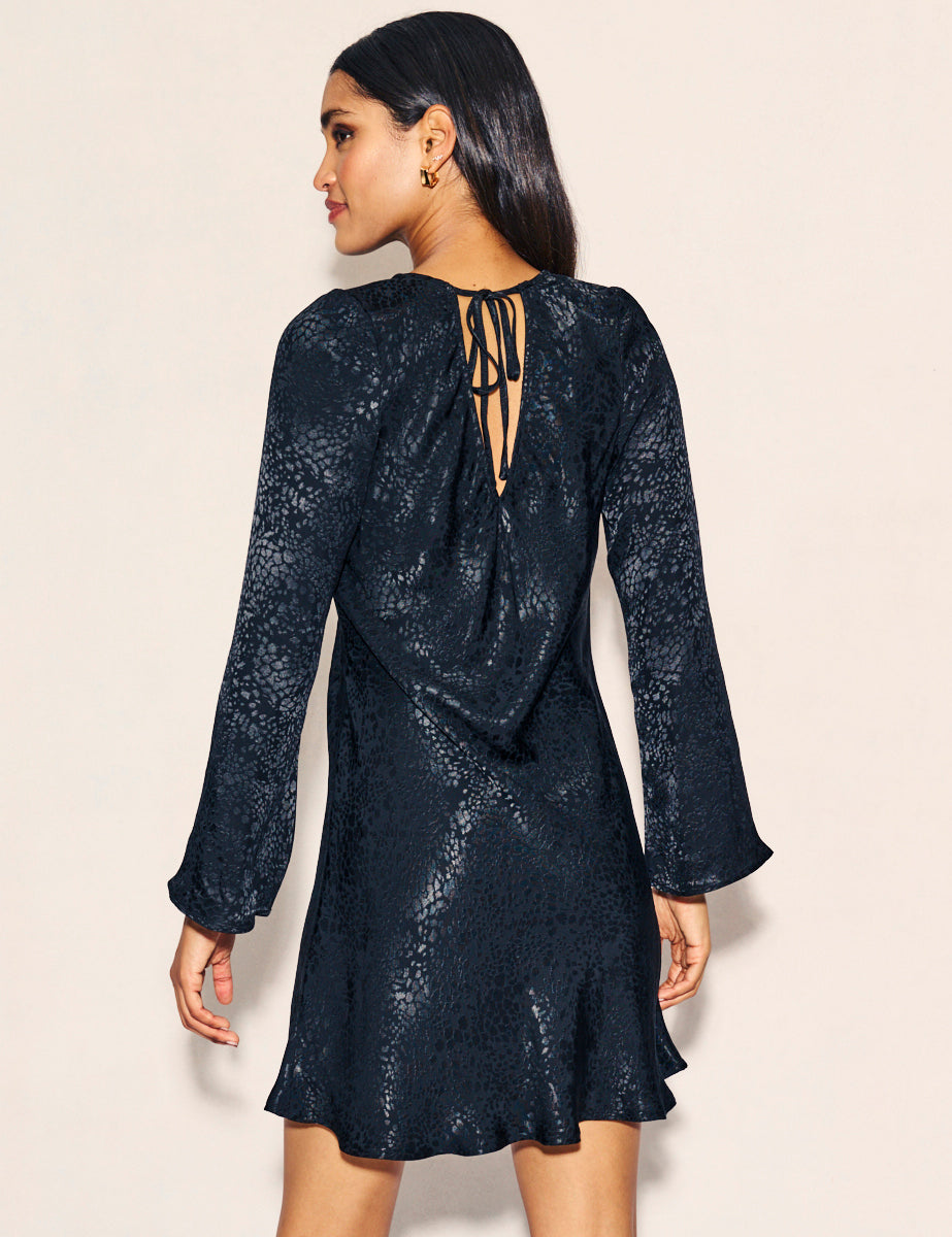 Nobody's Child Black Satin Jacquard Sydney Mini Dress
