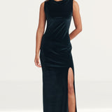 Nobody's Child Black Velvet Jersey Camille Midi Dress