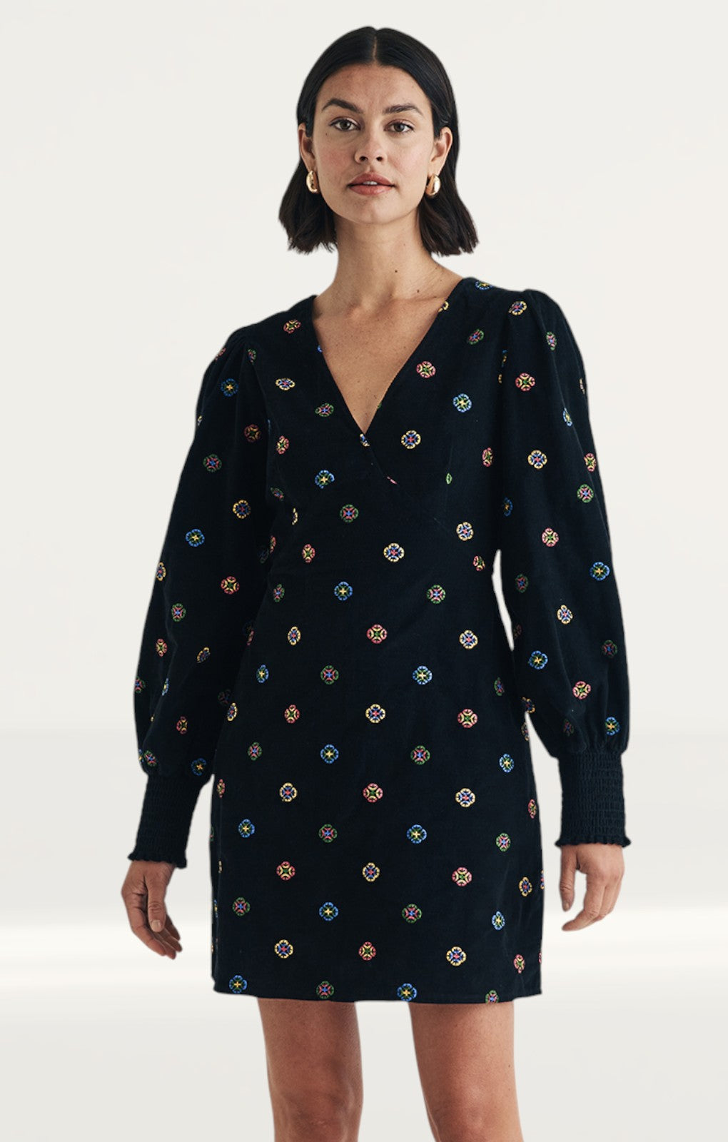 Nobody's Child Black Cord Embroidered Rigga Mini Dress
