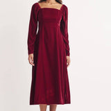 Nobody's Child Burgundy Puff Sleeve Abby Midi Dress