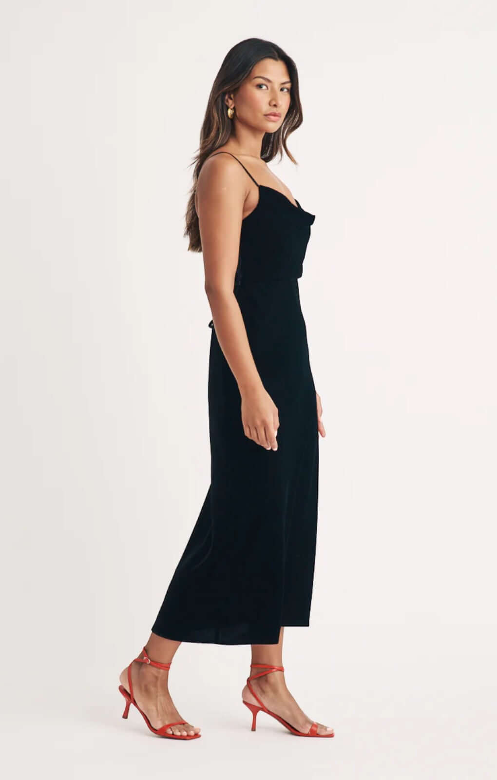 Nobody's Child Black Spaghetti Strap Dress Midi Nobody's