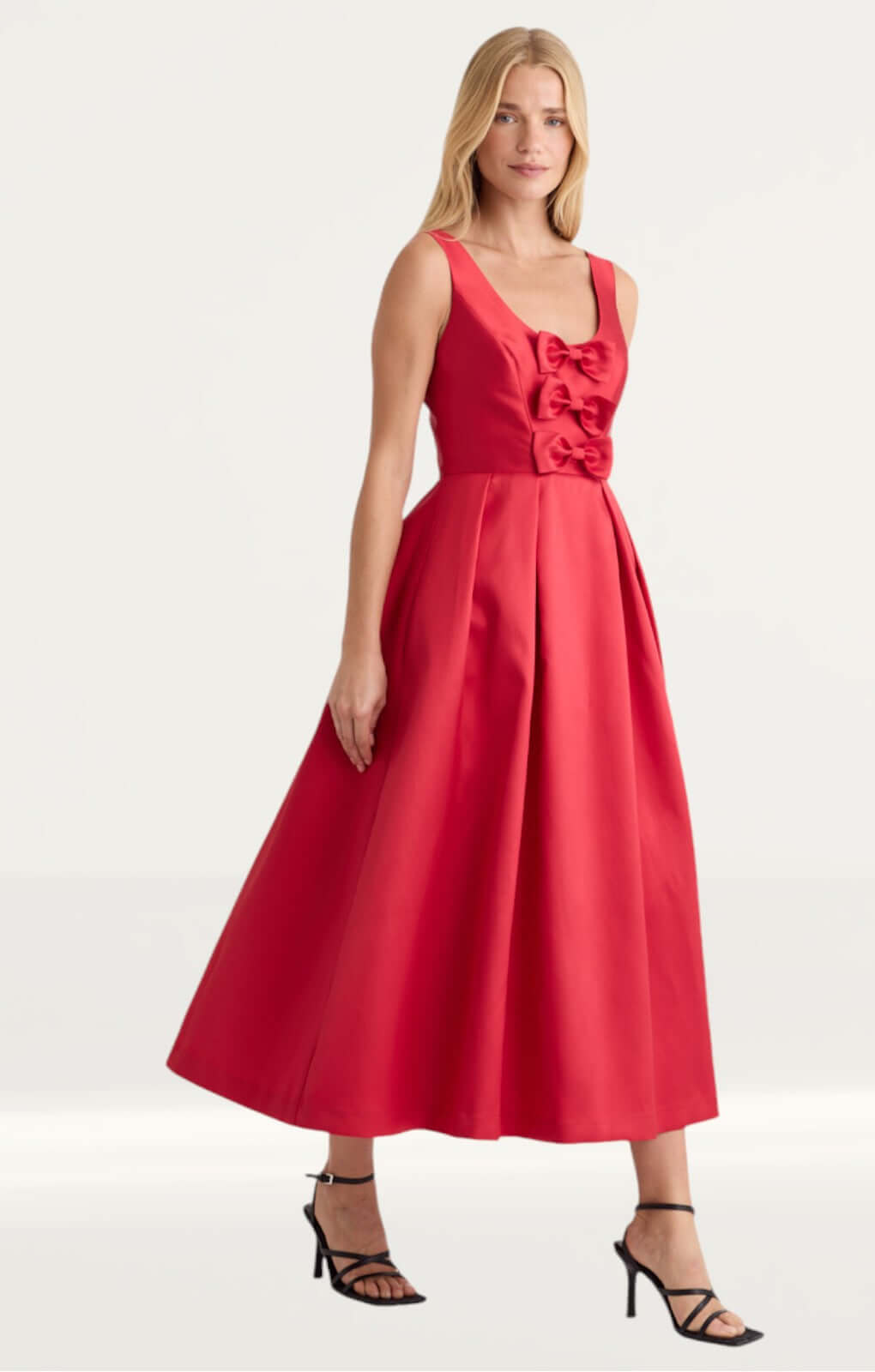 Nobody's Child Red Satin Bow Front Milda Dress