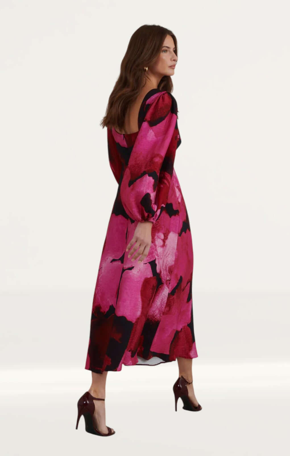 Nobody's Child Pink Watercolour Floral Zora Midi Dress