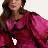 Nobody's Child Pink Watercolour Floral Zora Midi Dress