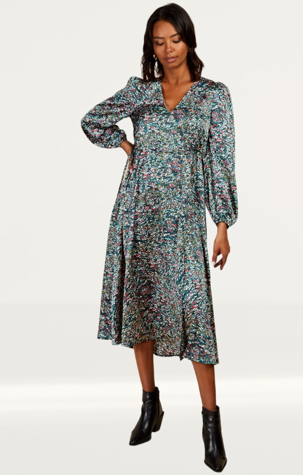 Little Mistress Satin Print Midaxi Dress by Vogue Williams