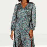 Little Mistress Satin Print Midaxi Dress by Vogue Williams