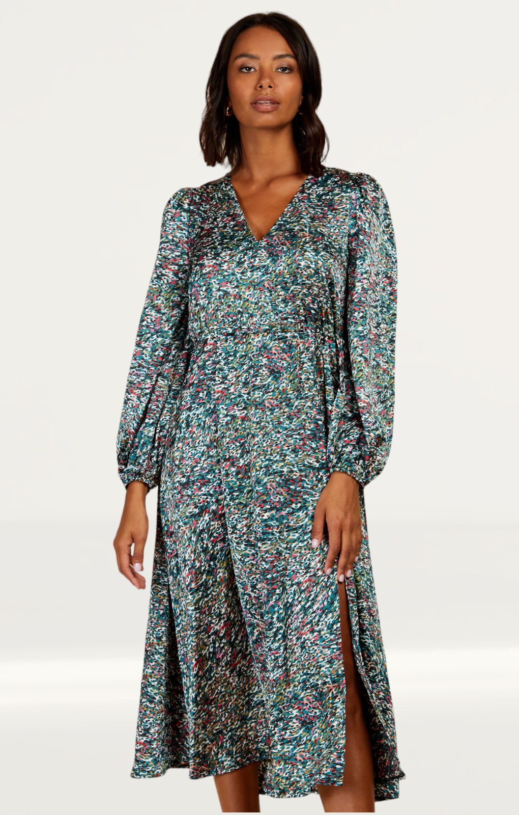 Little Mistress Satin Print Midaxi Dress by Vogue Williams