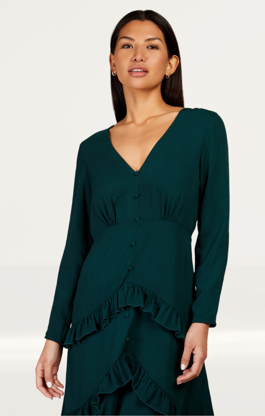 Little Mistress Emerald Green Frill Midaxi Dress