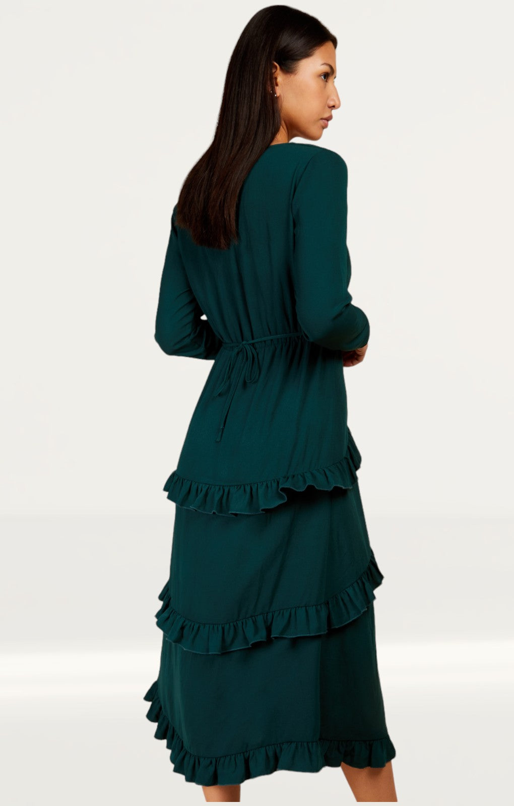 Little Mistress Emerald Green Frill Midaxi Dress
