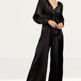 Little Mistress Black Satin Spot Jumpsuit