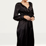 Little Mistress Black Satin Spot Jumpsuit