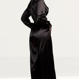 Little Mistress Black Satin Spot Jumpsuit