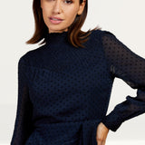 Little Mistress Navy Spot Mini Dress