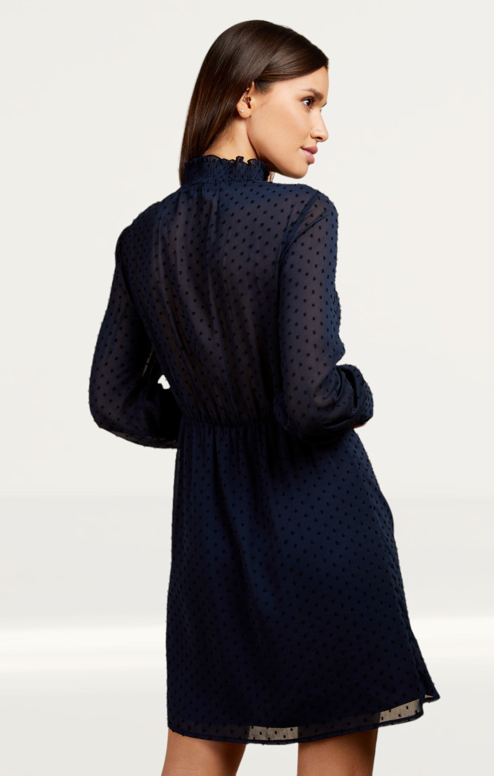 Little Mistress Navy Spot Mini Dress