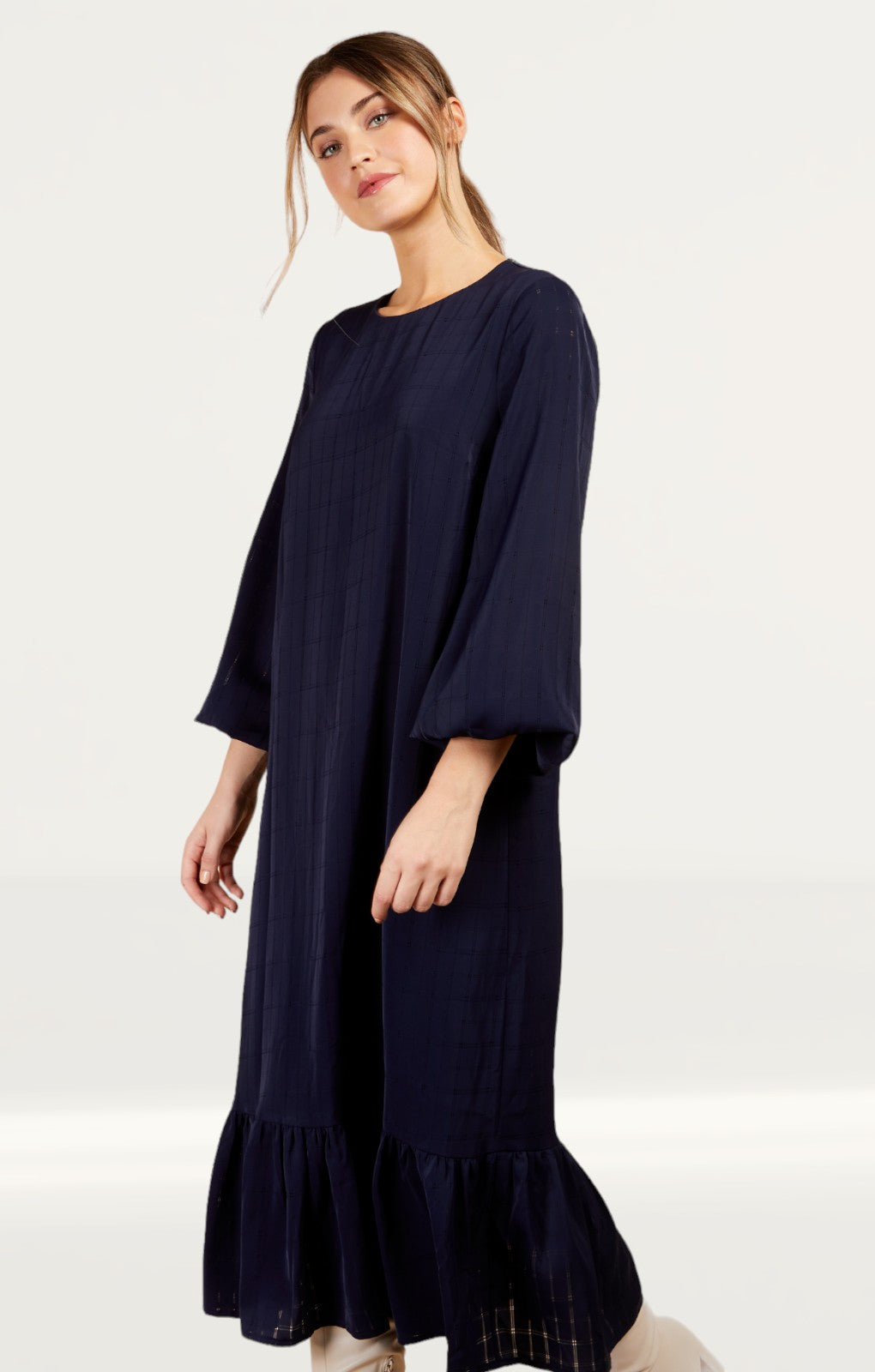 Little Mistress Navy Peplum Midaxi Dress by Vogue Williams