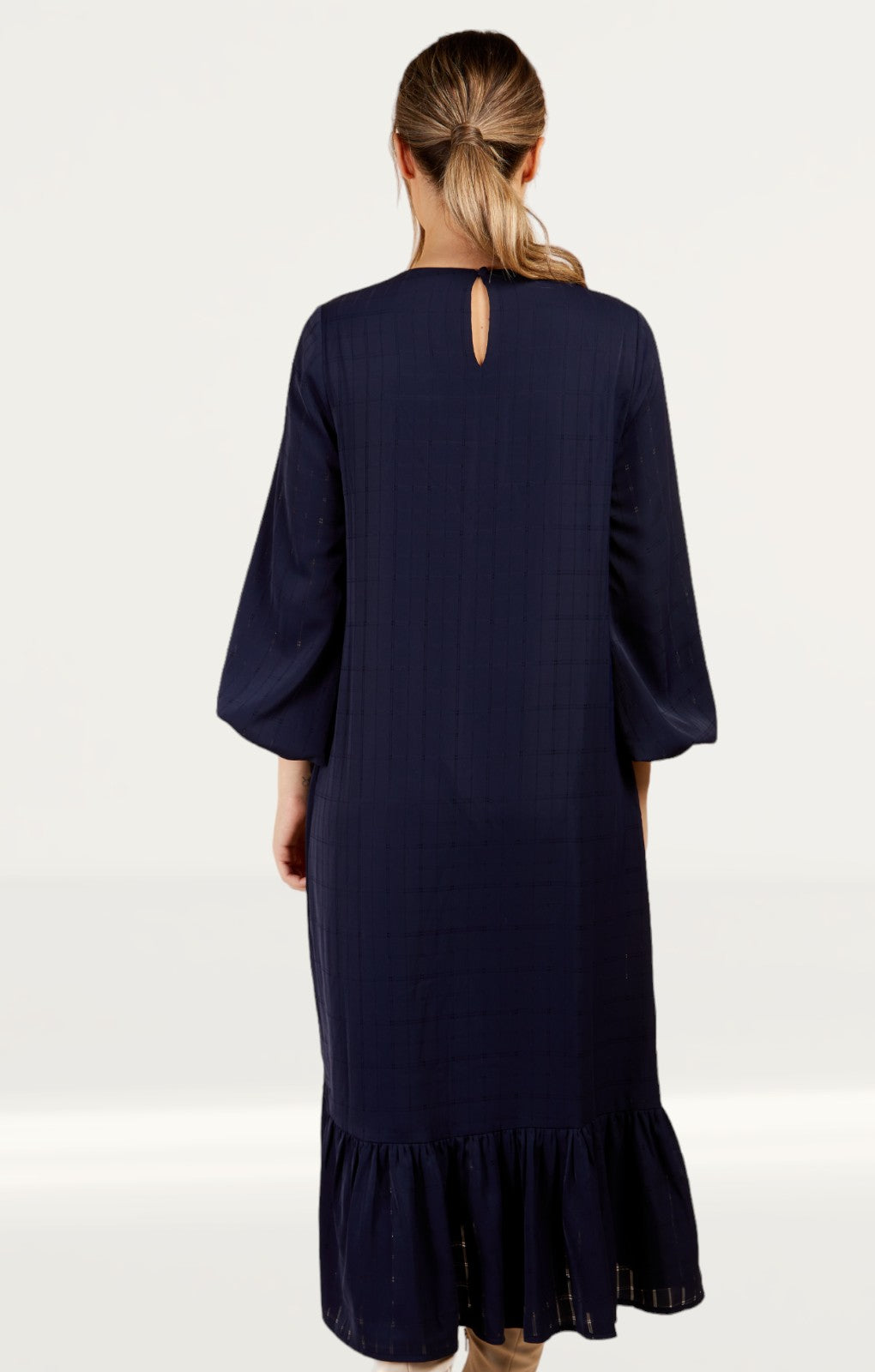 Little Mistress Navy Peplum Midaxi Dress by Vogue Williams