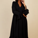 Little Mistress Black Button Detail Midaxi Dress by Vogue Williams