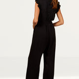 Little Mistress Black Check Frill Detail Jumpsuit