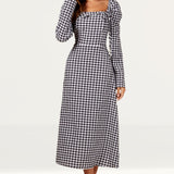 Little Mistress Gingham Frill Neckline Midaxi Dress