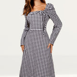 Little Mistress Gingham Frill Neckline Midaxi Dress