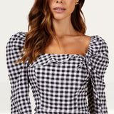 Little Mistress Gingham Frill Neckline Midaxi Dress