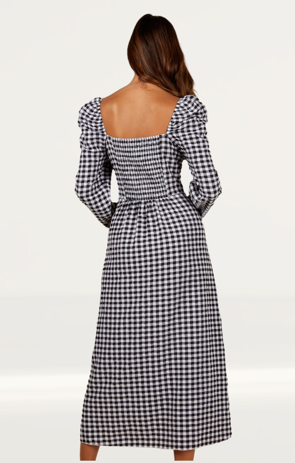 Little Mistress Gingham Frill Neckline Midaxi Dress